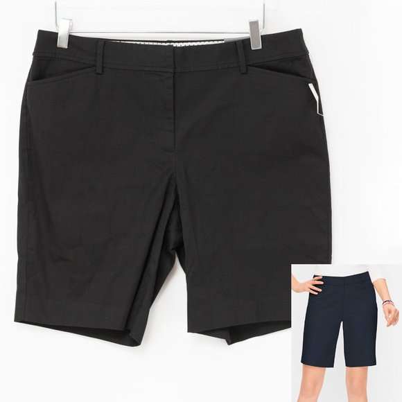 Talbots The Perfect Shorts 9" Inseam Stretch Above The Knee Black Size 12 New